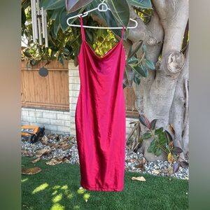 Vibrant Red satin dress Small